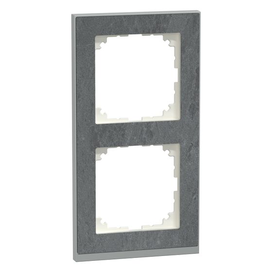 Merten Abdeckrahmen M-Pure Decor 2fach, 158x83x12mm, Kunststoff, Schiefer/Aluminium, MEG4020-3669