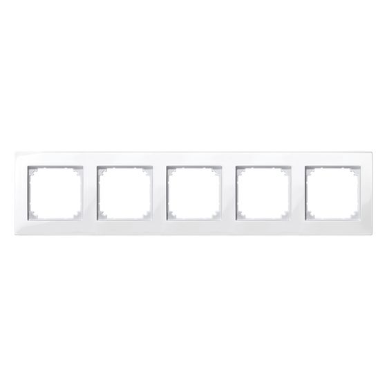 Merten Abdeckrahmen M-Plan 5-fach, 365,3x80,5mm, Thermoplast, Polarweiß glänzend