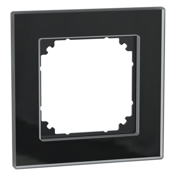 Merten Abdeckrahmen M-Plan glass 1fach, 85,8x85,8x10,1mm, Glas, Onyxschwarz
