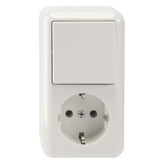 Merten Steckdosen-Schalter-Kombination MEG3495-8719, 250V 16A 10A, Thermoplast, Polarweiß