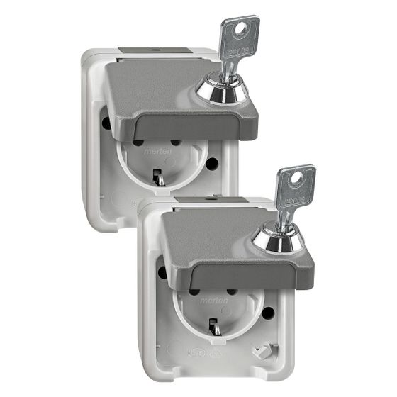Merten Steckdose HD Aquastar MEG2424-8029, 16A 250V IP44, Thermoplast, Grau
