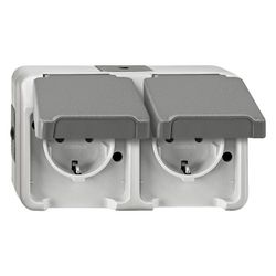 Merten Schutzkontakt-Doppelsteckdose Aquastar, 16A 250V, 83x141x55mm, Kunststoff, ... MERTEN-MEG2321-8029 4042811179878 (Abb. 1)