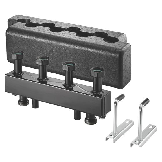 Novelan Verteilerbalken für 2 Heizkreise, VB 25-2, mit Dämmung und Wandhalterung, für PHZ 2, PHZM 2, max 4m3/h