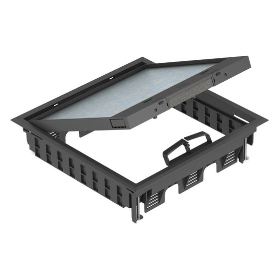 OBO Bettermann Geräteeinsatz GES9-3S U 9011, 244x244mm, 3 Gerätebecher, Kunststoff, Schwarz