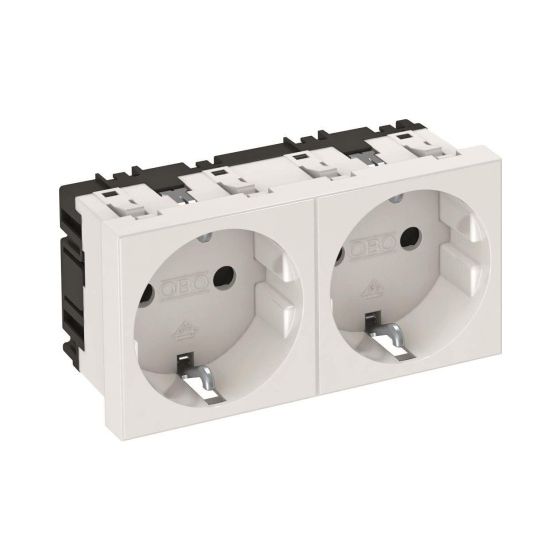 OBO Bettermann Schutzkontaktsteckdose Modul 45 STD-D0 RW2, 250V 16A, Kunststoff, Reinweiß