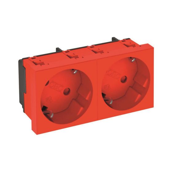 OBO Bettermann Schutzkontakt-Steckdose STD-D3S SRO2 33 Grad, 2-fach, 16A 250V, Kunststoff, Rot