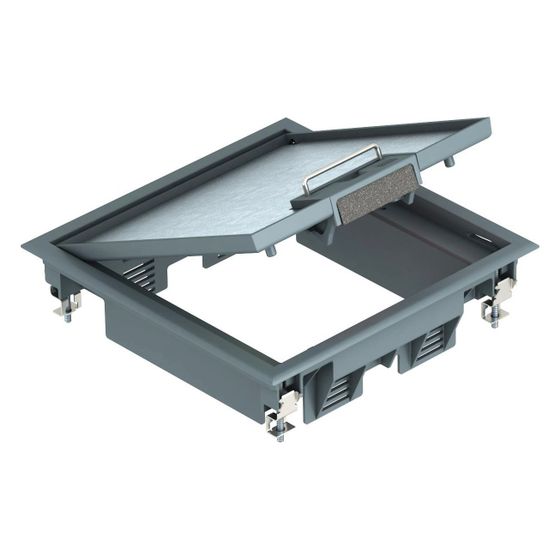 OBO Bettermann Geräteeinsatz GES4U, 200x200mm, 2 Gerätebecher, 73mm Einbautiefe, Kunststoff, Grau