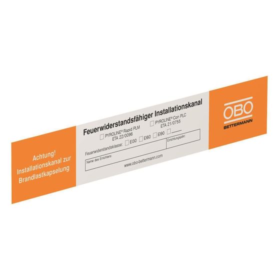 OBO Bettermann Kennzeichnungsschild IP PYL DE, 250x43mm, Kunststoff, Weiß