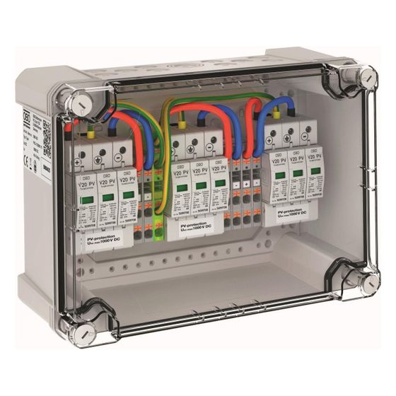 OBO Bettermann Generatoranschlusskasten PVG-C1000K 111, 1000V 3x1 MPP-Tracker, Kunststoff, Grau