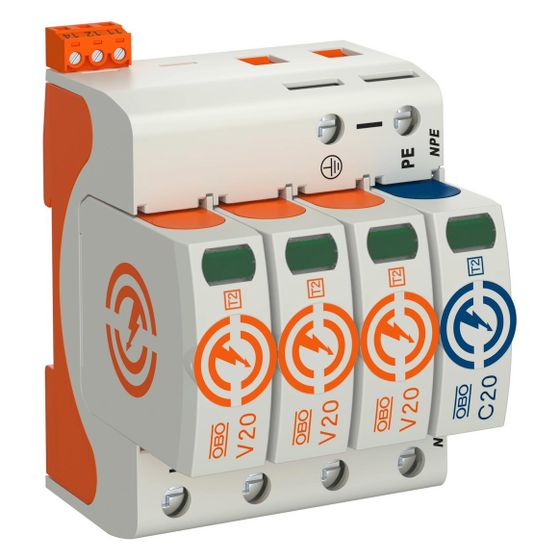 OBO Bettermann Überspannungsableiter V20 V20-3+NPE+FS-280, 280V 40kA 4TE IP20