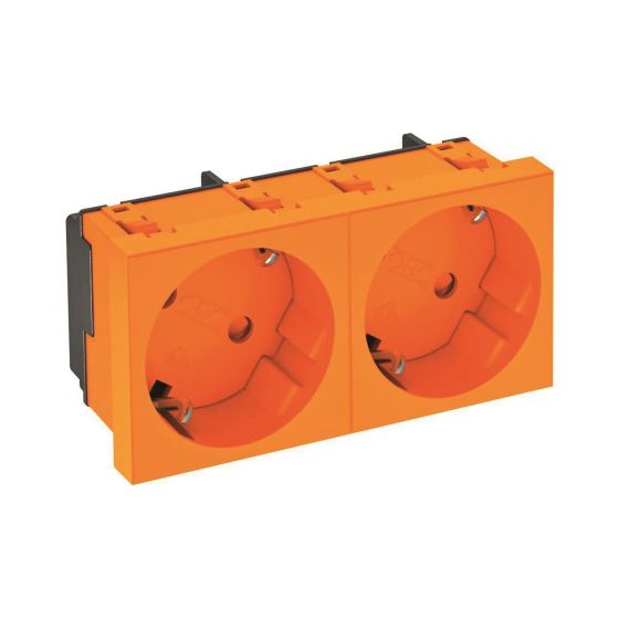 OBO Bettermann Schutzkontakt-Steckdose STD-D3S ROR2 33 Grad 2-fach, 16A 250V, Kunststoff, Orange
