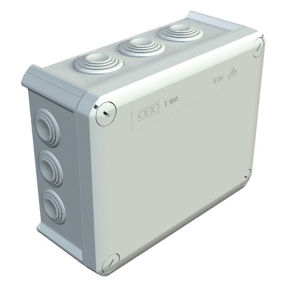 OBO Bettermann Kabelabzweigkasten T 160, 190x150x77mm, Kunststoff, Lichtgrau