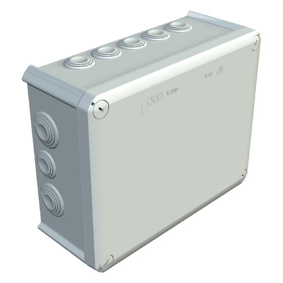 OBO Bettermann Abzweigkasten T 250, 9xM25 7xM32 IP66, Kunststoff, Lichtgrau