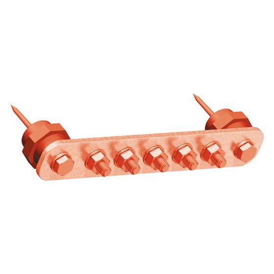 OBO Bettermann Potentialausgleichsschiene 1802/10CU, 10 Anschlüsse 408,5x40x5mm, Kupfer, Kupfer