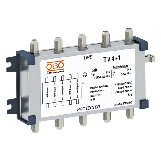 OBO Bettermann Überspannungsschutzgerät TV 4+1, 104x176mm, IP10