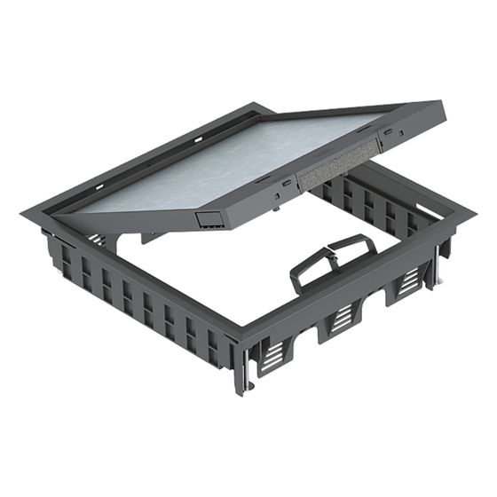 OBO Bettermann Geräteeinsatz GES4-2U10T 9011, 222x222x65mm, Kunststoff, Schwarz