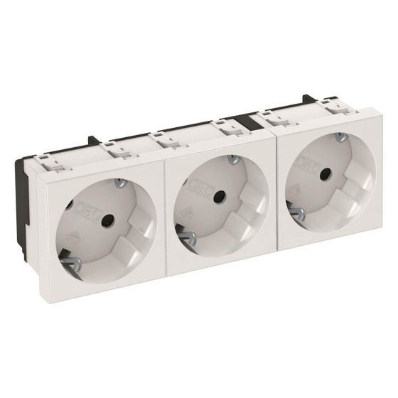 OBO Bettermann Schutzkontakt-Steckdose STD-D3S RW3, 3-fach 33 Grad, 16 A 250 V, Thermoplast, Weiß
