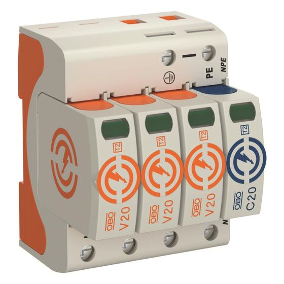OBO Bettermann Überspannungsableiter V20 V20-3+NPE-280, 280V, 40kA, 4 TE, IP20
