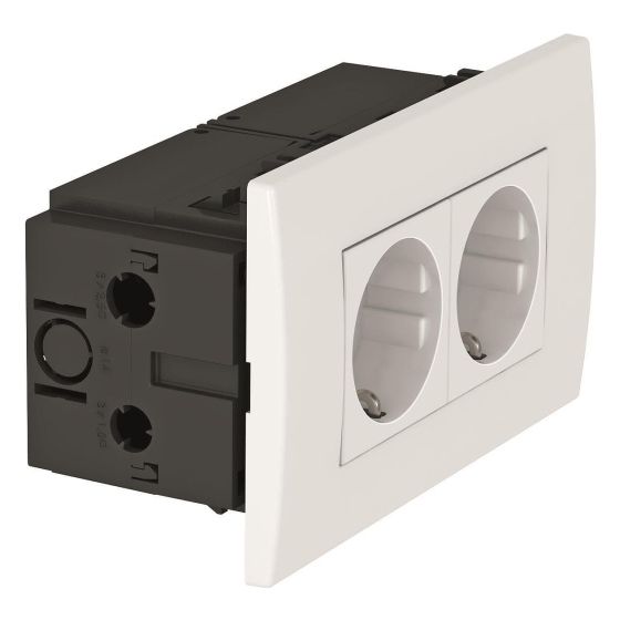 OBO Bettermann Steckdoseneinheit SDE-RW D0RW2, 16A 250V 84x140x60mm, Kunststoff, Weiß