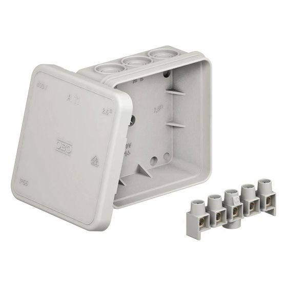 OBO Bettermann Kabelabzweigkasten A 11 5 quadratisch, 85x85x40mm, IP55, 690V, 2,5mm2, Kunststoff, Grau