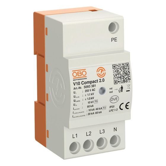 OBO Bettermann Überspannungsableiter V10 Compact2.0, 230V, 10kA, IP20