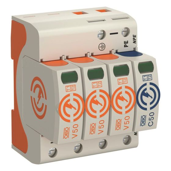 OBO Bettermann Kombiableiter V50 V50-3+NPE-280, 280V, 4 TE, IP20