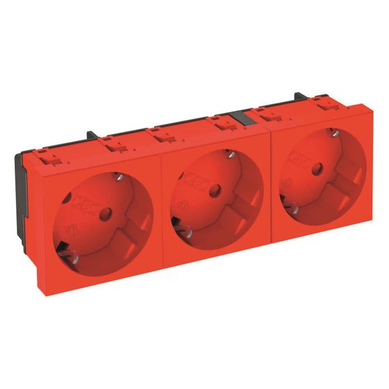 OBO Bettermann Schutzkontakt-Steckdose STD-D3S SRO3 33 Grad 3-fach, 250V 16A, Kunststoff, Rot