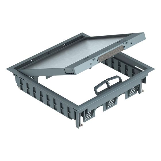 OBO Bettermann Geräteeinsatz GES9-3S U 7011, 244x244mm, 3 Gerätebecher, Kunststoff, Grau