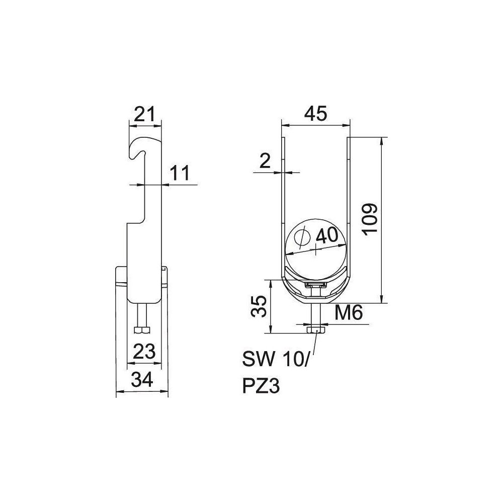 OBO Bettermann Bügelschelle 2056 BS-W1-K-40, 34-40mm, Stahl, feuerverzinkt... OBO-1187732 4012196854431 (Abb. 3)