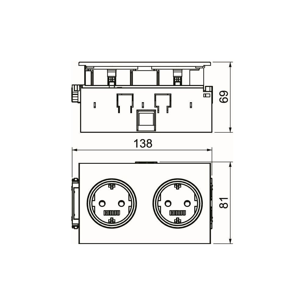 OBO Bettermann Kanalsteckdose SIGNA IN 2-fach, 16A 250V, Kunststoff, Reinweiß, 6121014... OBO-6121014 4012196734405 (Abb. 3)