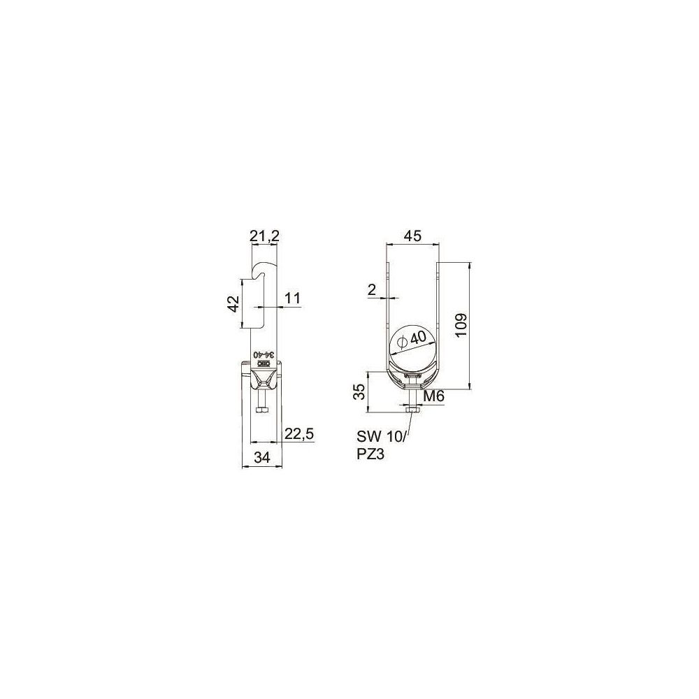 OBO Bettermann Bügelschelle 2056 BS-W1-K-40, 34-40mm, Stahl, feuerverzinkt... OBO-1187732 4012196854431 (Abb. 2)