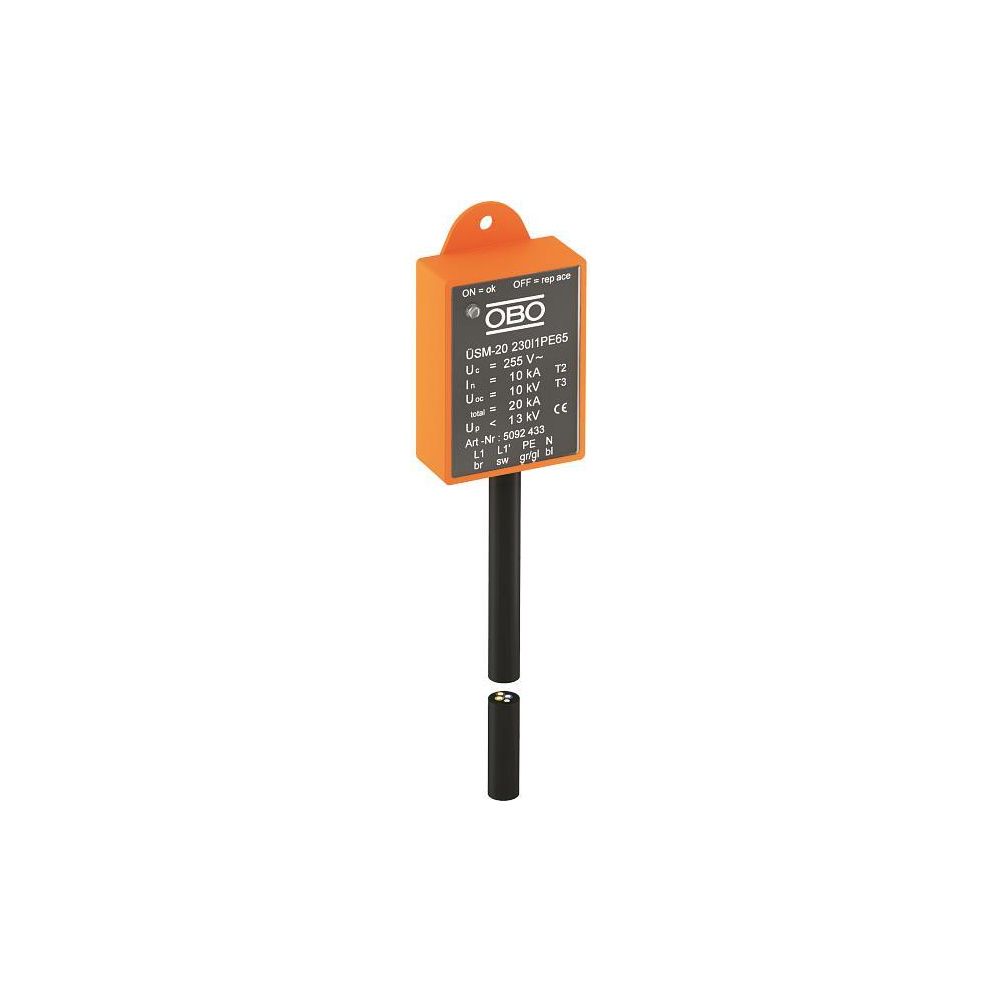 OBO Bettermann Überspannungsschutzmodul ÜSM-20-230I1P+PE, 230V, 1,3kV, IP20, 5092431... OBO-5092431 4012196515400 (Abb. 2)
