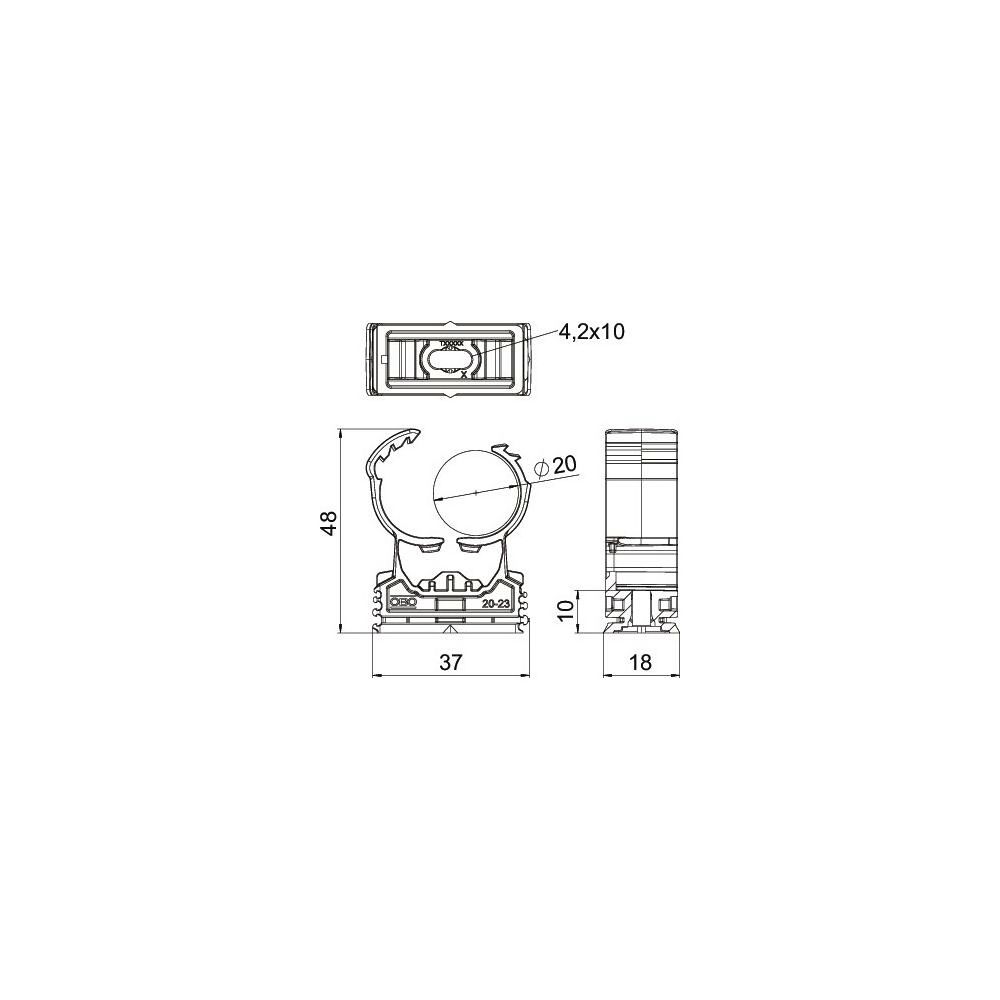 OBO Bettermann proQuick-Schelle PQ-20, 19,5-23,5mm, Polyamid, Grau... OBO-2147310 4012197395902 (Abb. 4)