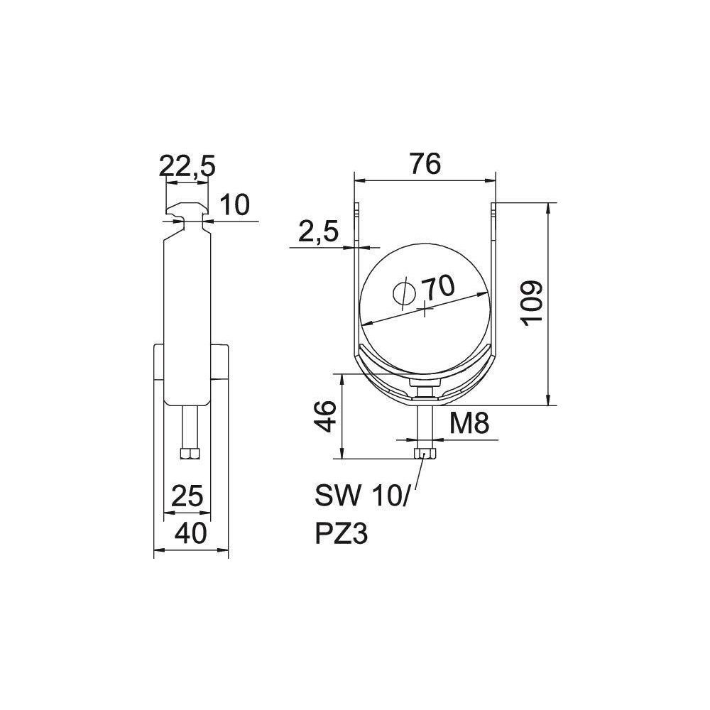 OBO Bettermann Bügelschelle 2056 BS-H1-K-70 FT, 64-70mm, Stahl, Grau... OBO-1186269 4012196847327 (Abb. 5)