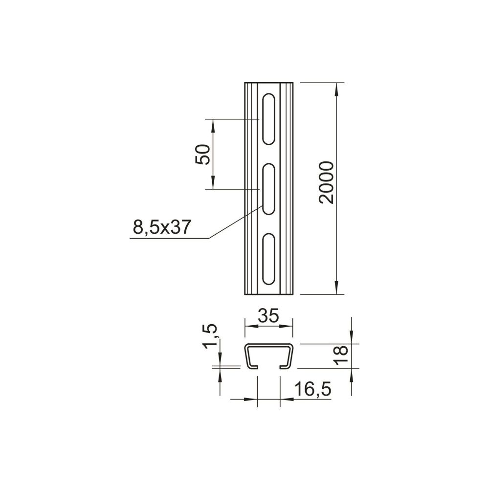 OBO Bettermann Profilschiene AML3518P2000FS, 2000x35x18mm, 16,5mm Schlitzweite, Stahl, ban... OBO-1119648 4012195864318 (Abb. 3)