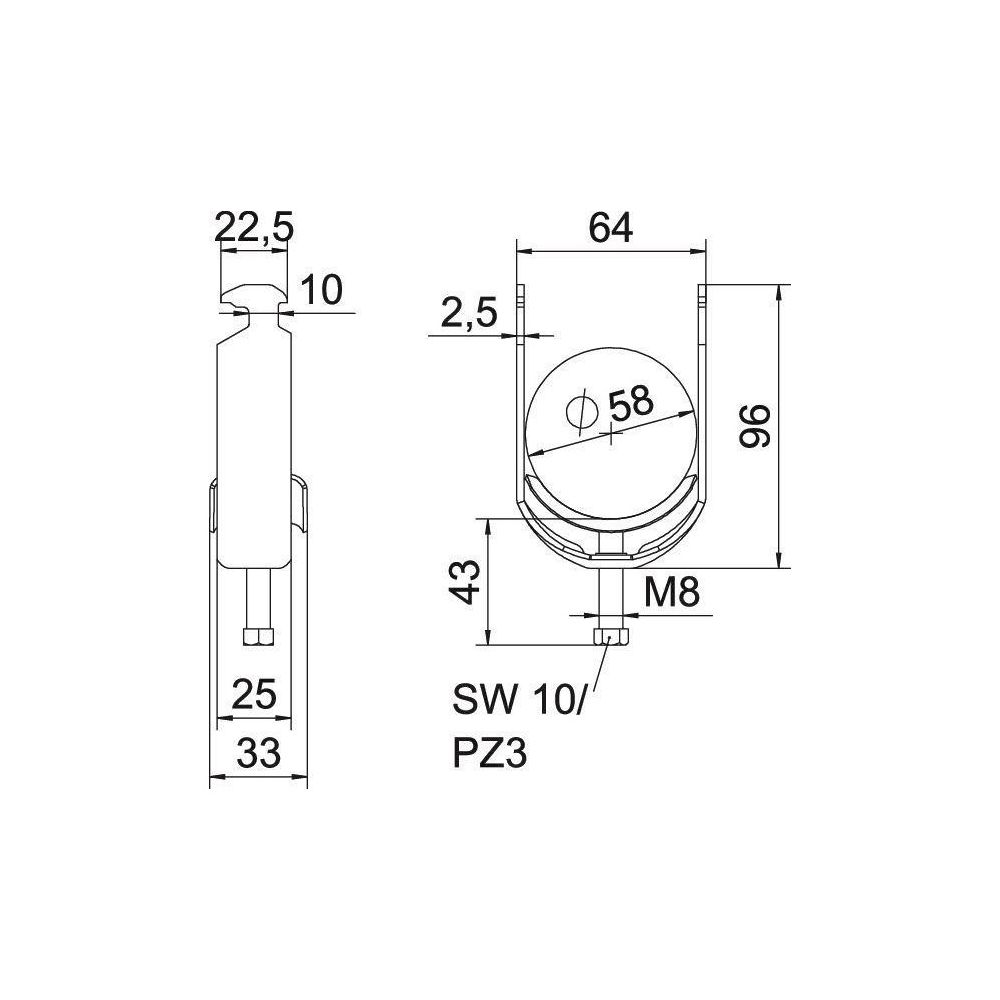 OBO Bettermann Bügelschelle 2056 BS-H1-M-58, 52-58mm, Stahl, feuerverzinkt... OBO-1186056 4012196848751 (Abb. 2)