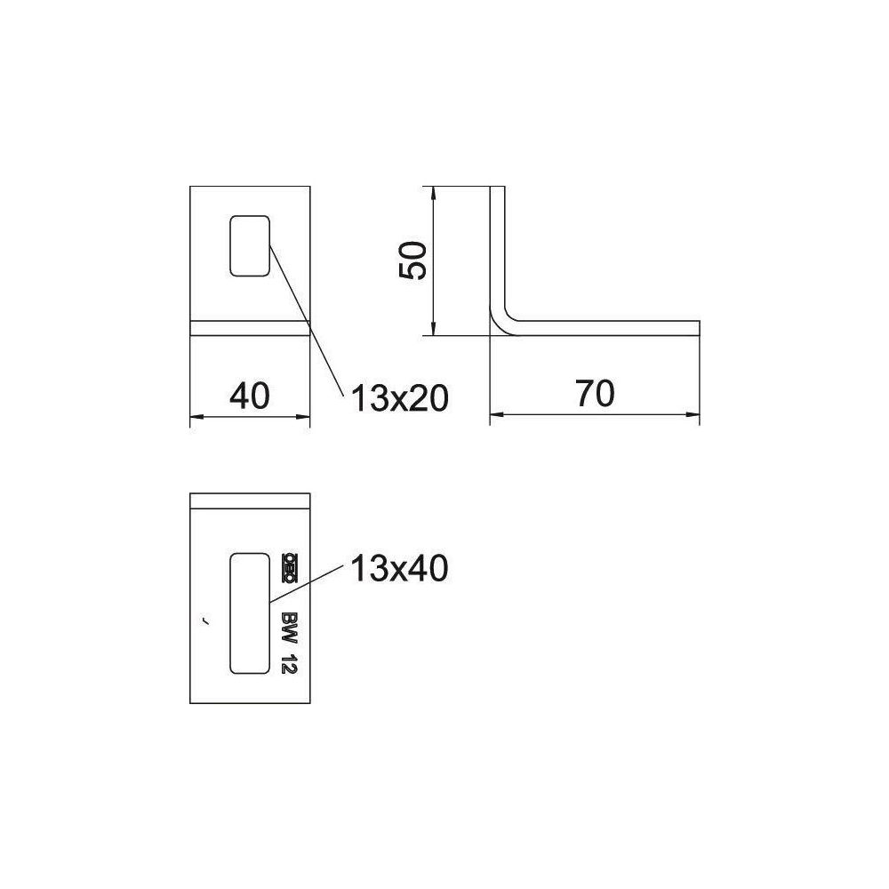OBO Bettermann Befestigungswinkel BW 12, 70x50x40mm, Stahl, feuerverzinkt... OBO-6019500 4012197352226 (Abb. 2)