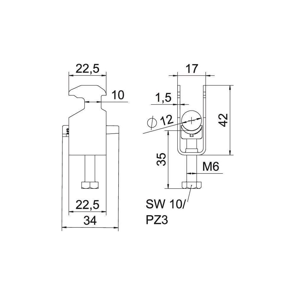 OBO Bettermann Bügelschelle 2056 BS-H1-K-12 FT, 8-12mm, Stahl, feuerverzinkt... OBO-1186202 4012196846931 (Abb. 5)