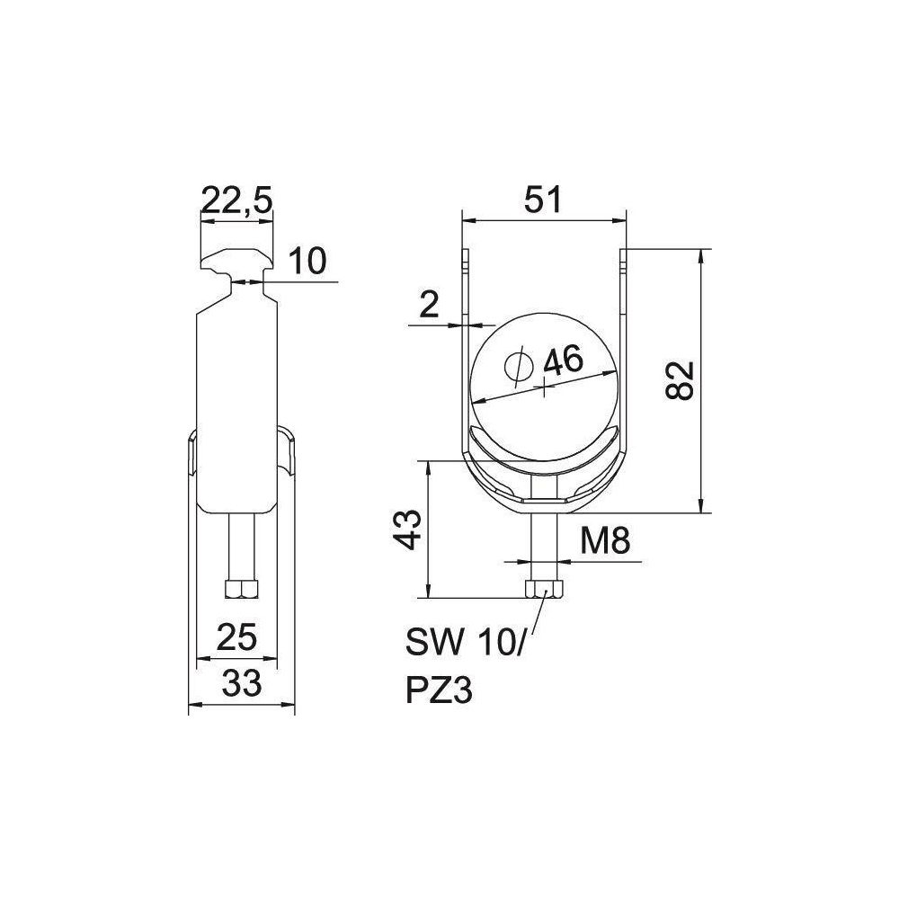 OBO Bettermann Bügelschelle 2056 BS-H1-M-46, 40-46mm, Stahl, feuerverzinkt... OBO-1186042 4012196848706 (Abb. 2)