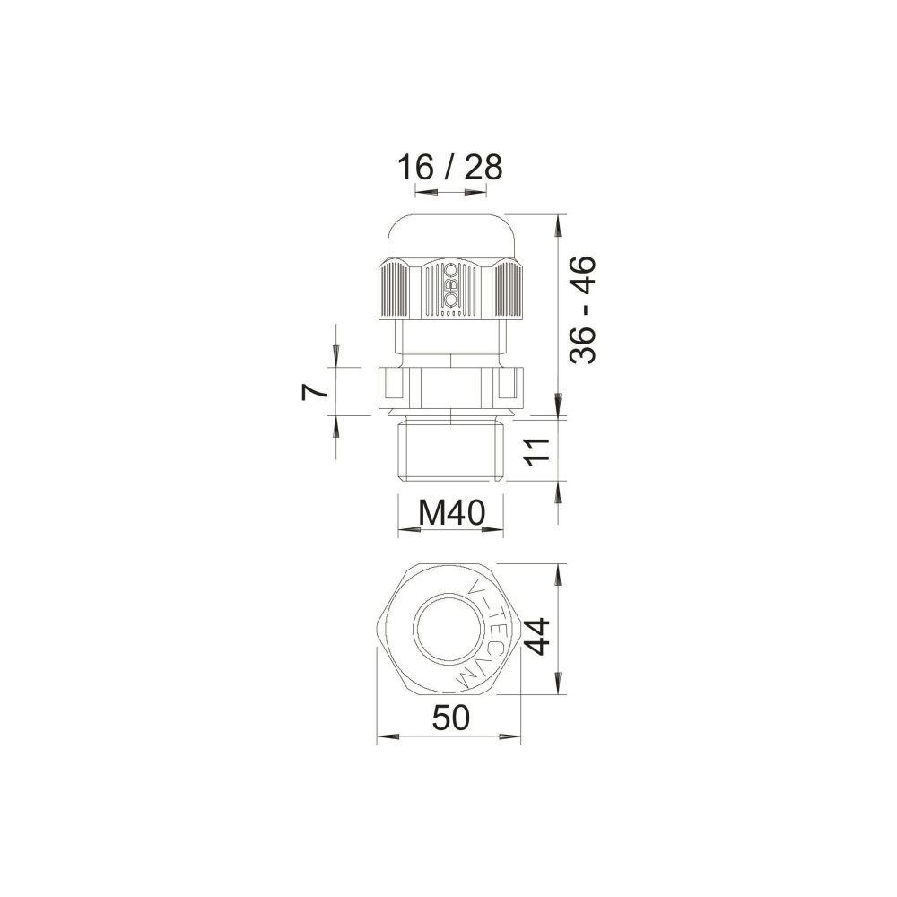 OBO Bettermann Kabelverschraubung V-TEC VM40, M40, 16-28mm, IP68, Polyamid, Lichtgrau... OBO-2022872 4012195533832 (Abb. 2)
