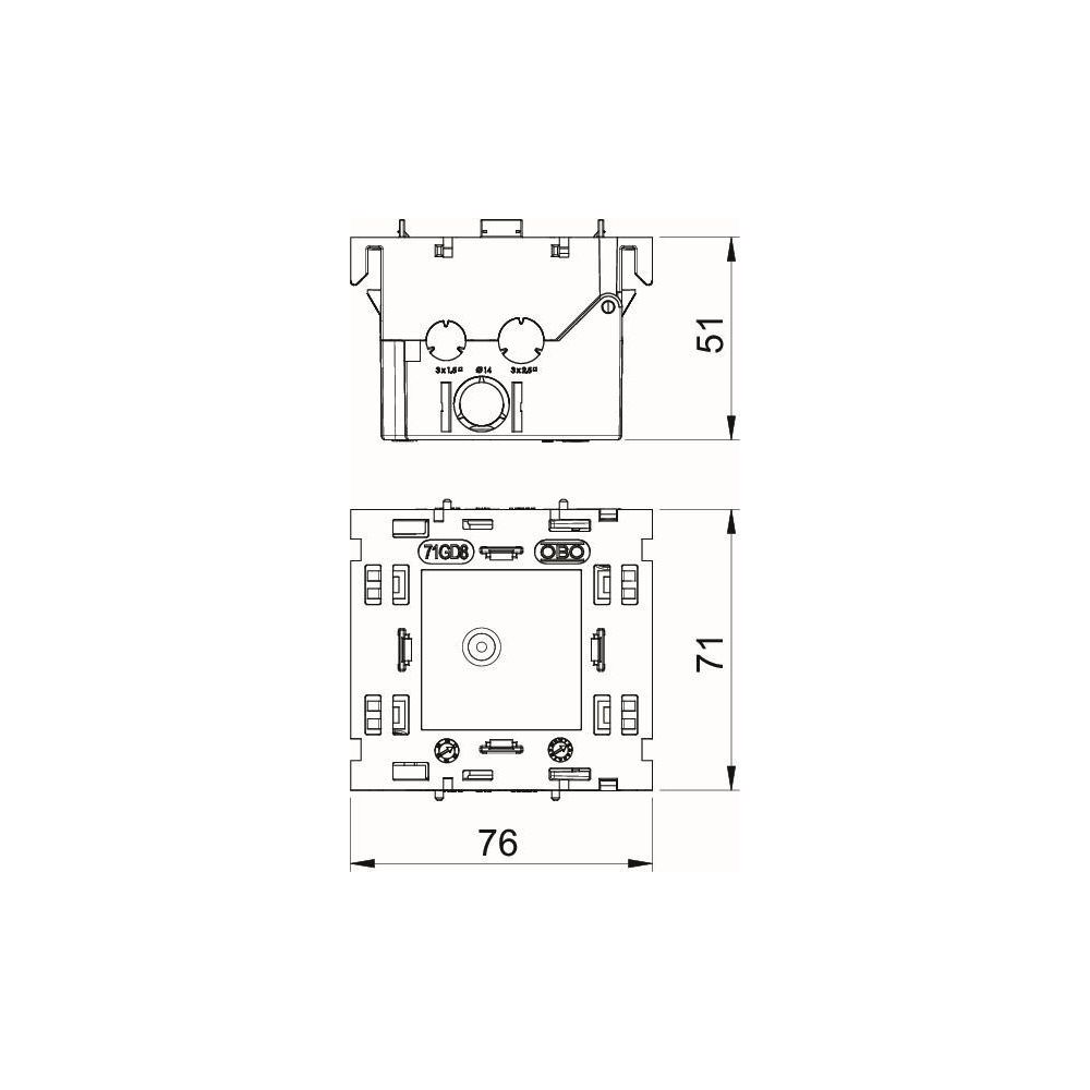 OBO Bettermann Geräteeinbaudose 71GD8-2, 71x76x51mm, Kunststoff, Eisengrau RAL7011... OBO-6288569 4012195914990 (Abb. 2)