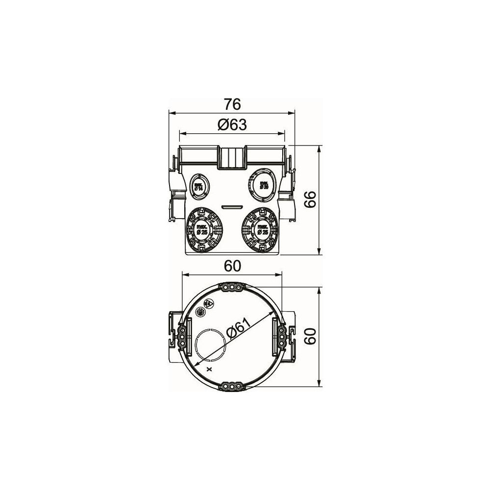 OBO Bettermann Unterputz-Geräte-Verbindungsdose UG 66 rund, 60mm, 66mm, Kunststoff, Schwar... OBO-2003702 4012196689910 (Abb. 4)