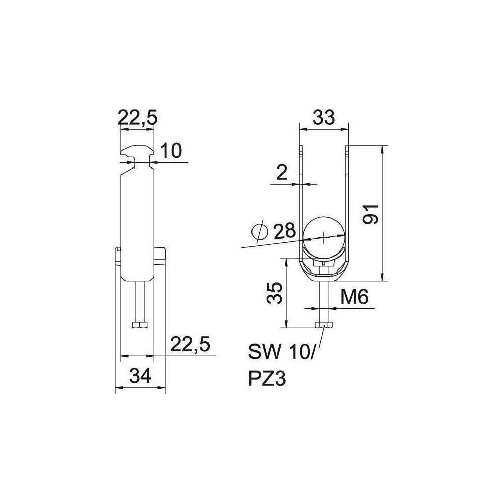 OBO Bettermann Bügelschelle 2056 BS-H2-K-28, 22-28mm, Stahl, Feuerverzinkt... OBO-1186223 4012196847075 (Abb. 3)