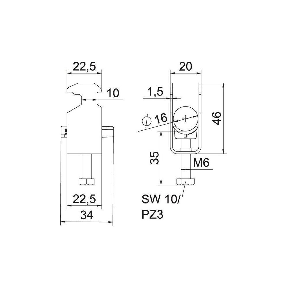 OBO Bettermann Bügelschelle 2056 BS-H1-K-16 FT, 12-16mm, Stahl, feuerverzinkt... OBO-1186209 4012196846962 (Abb. 5)