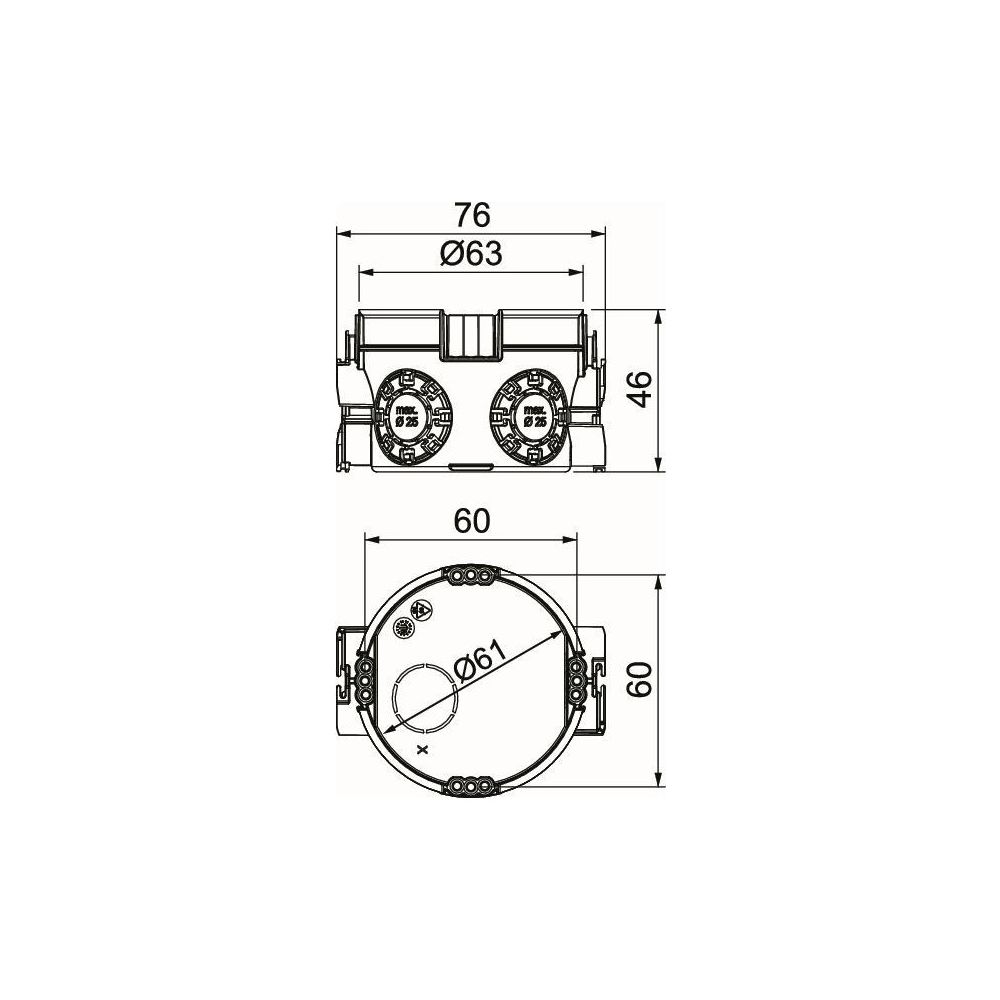 OBO Bettermann Unterputz-Gerätedose UG 46, 60mm Durchmesser 46mm Tiefe, Kunststoff, Tiefsc... OBO-2003700 4012196689897 (Abb. 4)