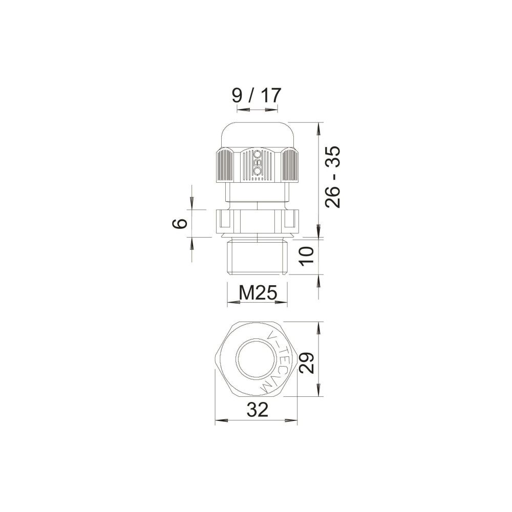 OBO Bettermann Kabelverschraubung V-TEC VM25, M25, 9-17mm, Polyamid, Lichtgrau... OBO-2022868 4012195533719 (Abb. 2)