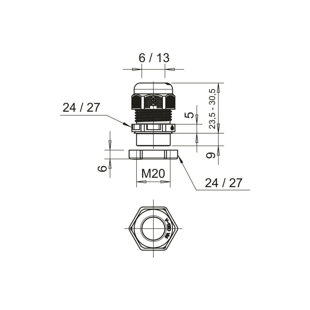 OBO Bettermann Kabelverschraubung V-TEC VM20+ LGR, M20, IP68, 6-13mm, Polyamid, Lichtgrau... OBO-2022766 4012195860945 (Abb. 2)