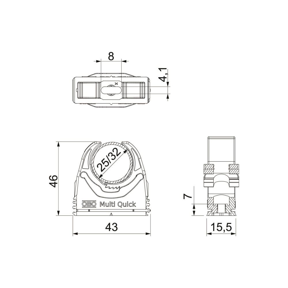 OBO Bettermann Multi-Quick-Schelle M-Quick M32, 25-32mm, Polyamid, Lichtgrau... OBO-2153734 4012195741671 (Abb. 3)