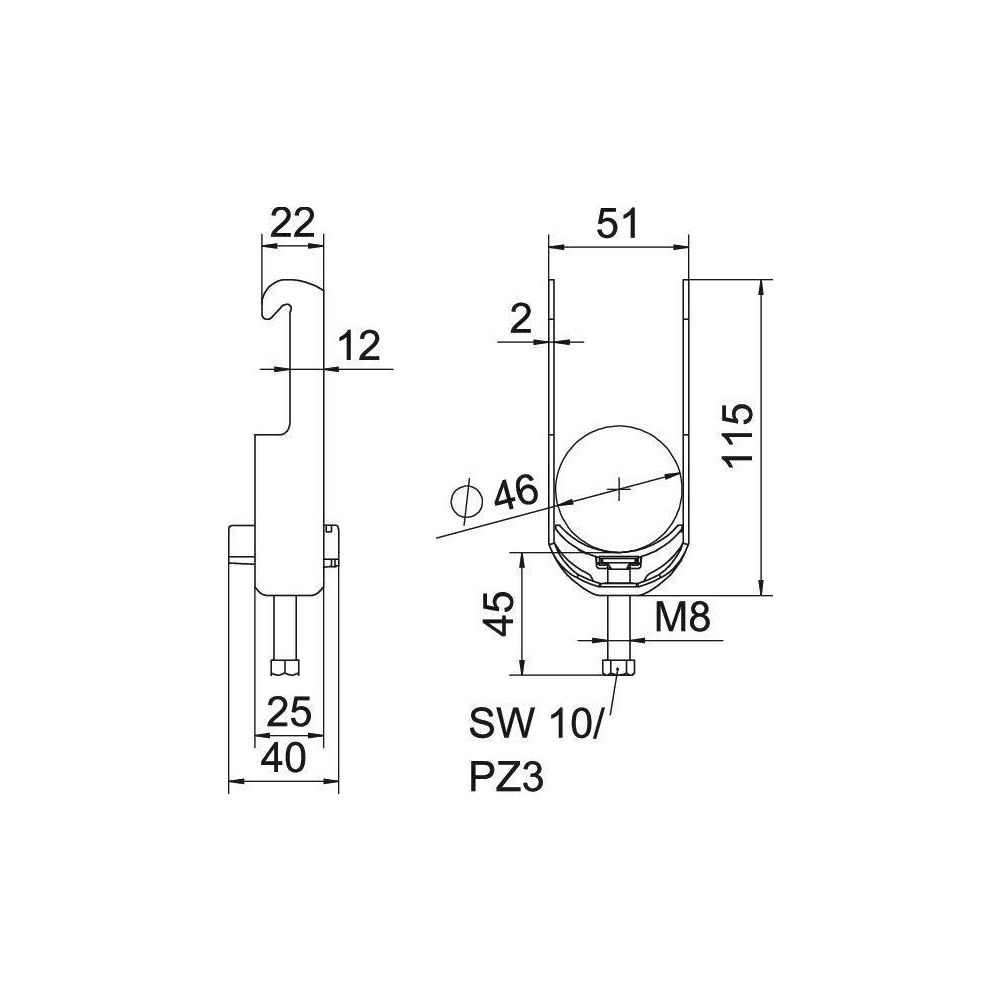 OBO Bettermann Bügelschelle 2056 BS-W1-K-46, 40-46mm, Stahl, feuerverzinkt... OBO-1187738 4012196854448 (Abb. 3)