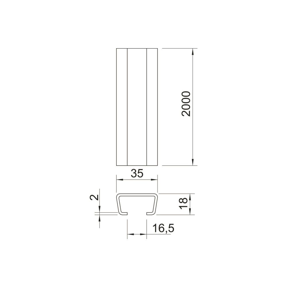 OBO Bettermann Profilschiene AMS3518UP2000FT, 2000x35x18mm, Stahl, feuerverzinkt, 1112228... OBO-1112228 4012195043393 (Abb. 2)